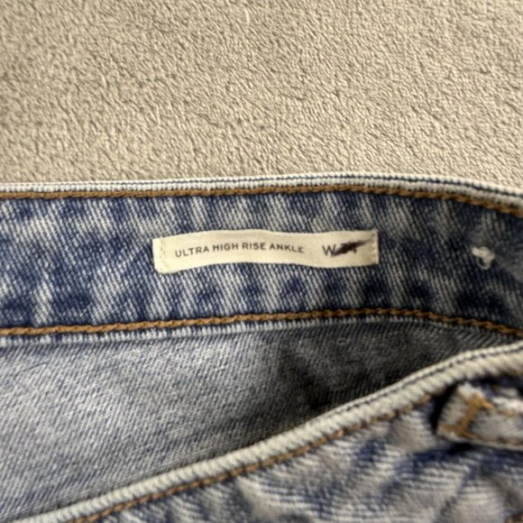 Cleo + Wolf Jeans Womens 38x36 Light Wash Ultra High Rise Ankle Straight Cotton - Picture 15 of 16